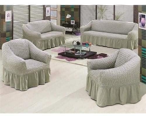 Cotton Turkish Sofa Cover Set - Gray