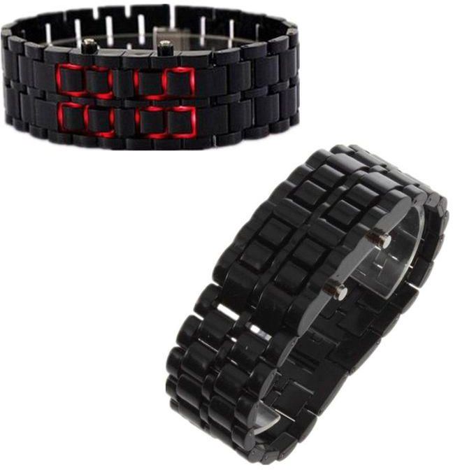 Allwin LED Digital Samurai Lava Wrist Watch Plastic Sports Style Mens Womens Unisex-Black