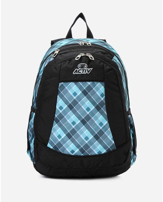 Activ Abstract Pattern Backpack - Black & Aqua Green