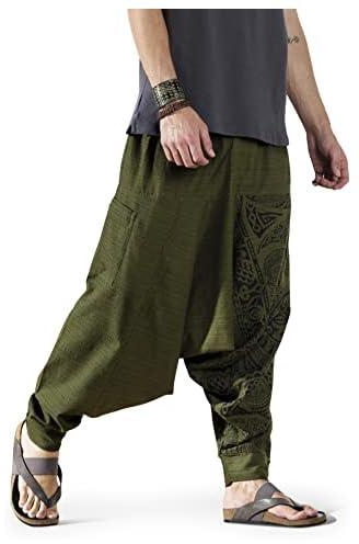 The Veshti Company mens 100% Cotton Loose Baggy Bohemian Printed Yoga Harem Pants Harem Pant