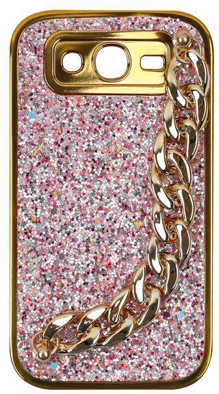 Samsung Galaxy Grand (i9082) - Glitter Cover With Golden Frame And Chain