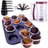 iumano Set of 4 Kitchen Baking Tools Set - 12 Cavity Non-Stick Muffin Tray, Batter Dispenser, Measuring Cups and Spoons Set - Kitchen Utensils Kit for Measuring Baking and Dispensing