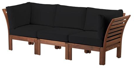 ÄPPLARÖ3-seat sofa, outdoor, brown stained, Kungsö black black
