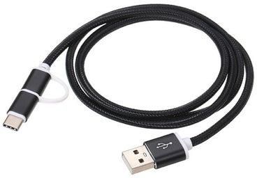 Type-C Micro USB Nylon Braided Charge Cable For Huawei Samsung HTC Xiaomi Black