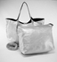 Elegant Leather Women Handbag - Silver Color- Big Size
