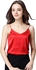 ROV D'Clothier Women's Satin Silk Tank Top V-Neck Blouse Camisole Loose Sleeveless Shirt Red