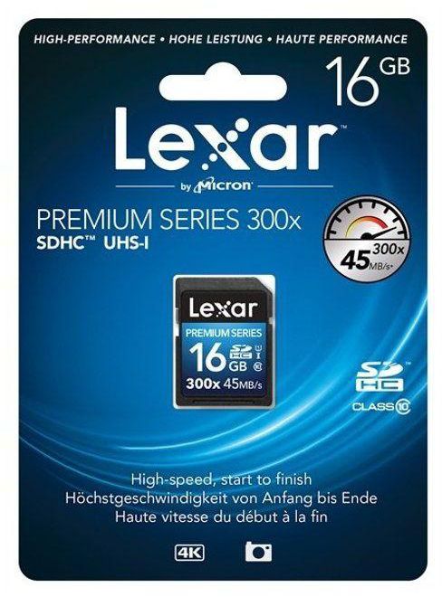 Lexar 16GB Premium Series SDHC 300X Class 10 Memory Card LSD16GBBBEU300