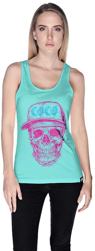 Creo Pink Blue Coco Skull  Tank Top for Women - M, Green