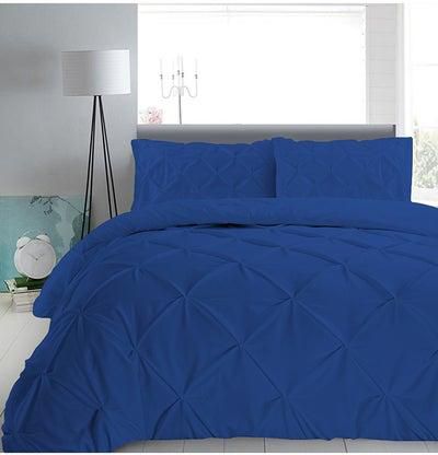 3-Piece Pinch Pleated Egyptian Cotton Duvet Cover Set Royal Blue King