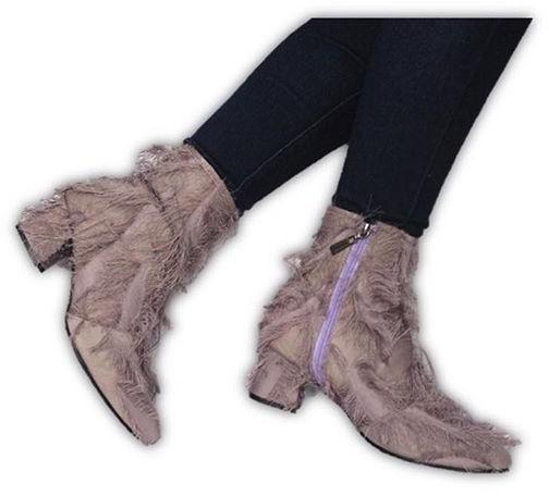 Ayka-5 Ankle-Length Purple Fuzzy Boots-1- 6 Sizes (Purple)