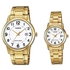 Casio His & Hers White Dial Stainless Steel Band Couple Watch - MTP/LTP-V002G-7BUDF
