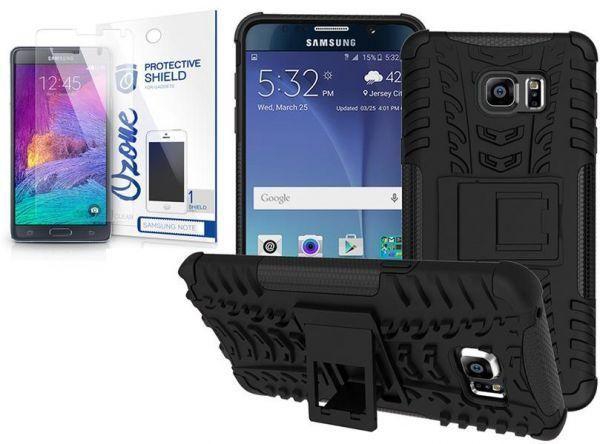 Ozone Heavy Duty Tough Rugged Hybrid Case Cover with Screen protector for Samsung Galaxy Note 5 Black