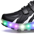 حذاء رياضي برقبة منخفضة مزود بأضواء LED وامضة وعجلات أسود