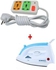 Scarlett Steam Iron Box with FREE 4-way Socket Extension Cable - 1200W - White & Blue