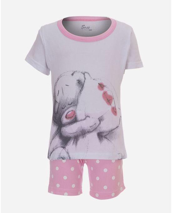 Solo Girl Printed Pajama - White & Pink