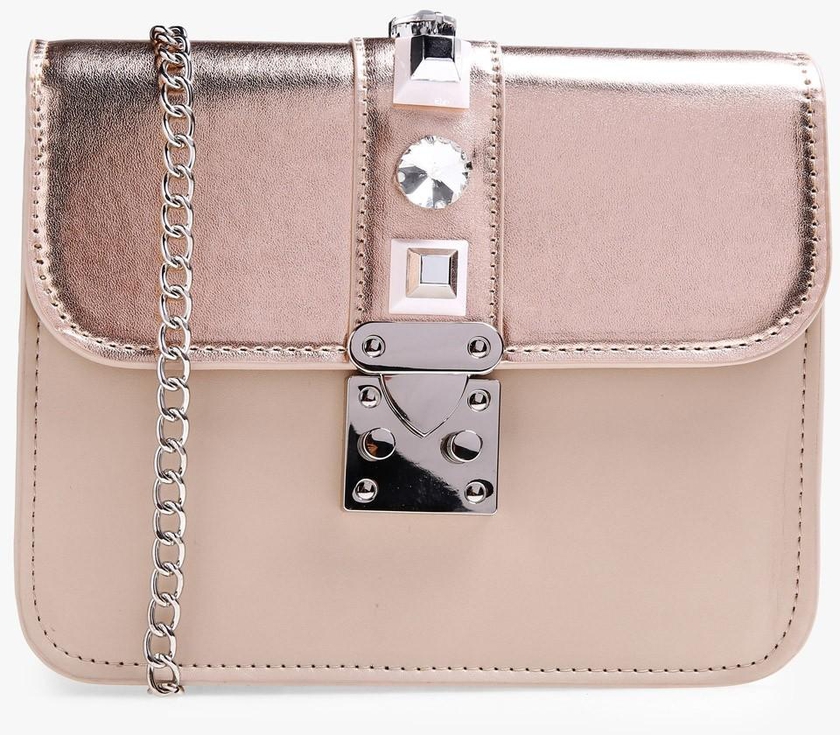Beige and Rose Gold Bvacay Cross-Body Bag