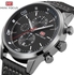 Mini Focus MF0017G Leather Watch - For Men - Black/Silver