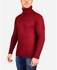 Town Team Knitted High Neck Collar Pullover - Dark Red