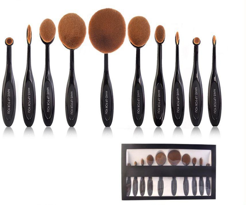 Professional Make-Up For You Foundation brush 10 Pcs set makeup tool  Black