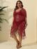 Plus Size See Thru Tassel Crochet Cover Up Dress - One Size