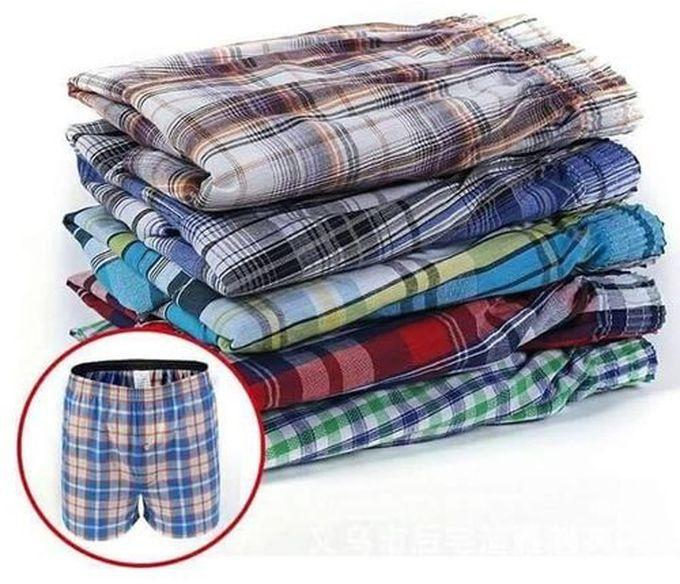 Fashion Boxer Shorts - 3 single pieces -Checked Cotton Boxers (Colour may vary)