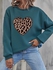 SHEIN Leopard Heart Print Drop Shoulder Sweatshirt