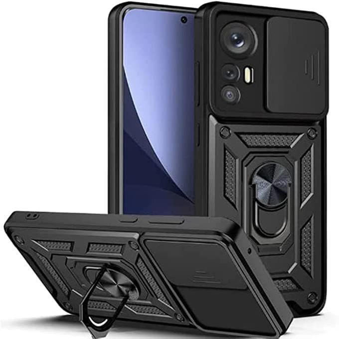 Shield Full Protection Case With Metal Ring &Slide Camera Cover For Xiaomi 12 Pro