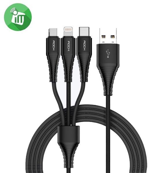 Rock Hi-Tensile 3 in 1 Charging Nylon Braided Cable W / Version A (1200mm)