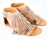 Pellame Fringes Flat Sandals - Beige