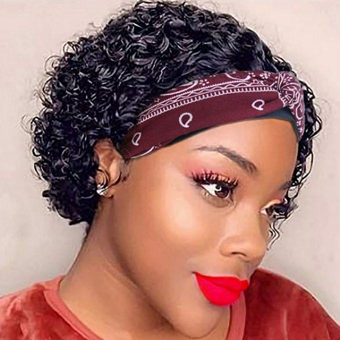 Fashion Short Della Black Headband Wig +Free Gift Inside!