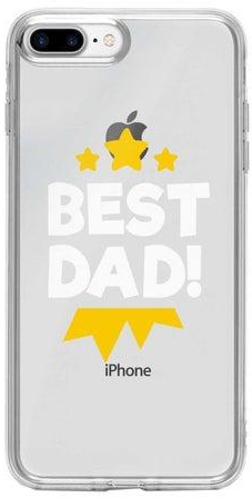 غطاء حماية من سلسلة كلاسيك كلير بطبعة وسام وعبارة "Best Dad" لهاتف أبل آيفون 7 بلس شفاف/أبيض/أصفر