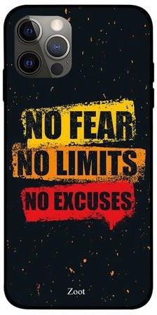 No Fear, No Limits, No Excuses Printed Case Cover -for Apple iPhone 12 Pro Black/Orange/Yellow Black/Orange/Yellow