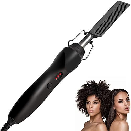 KASTWAVE Hot Comb, Electric Hair Straightening Brush, Hair Straightening Curly Quick Heated Comb for Woman, 2 in 1 Ceramic Curler Straighteners for Women, for Wet Dry Hair and Men Long Beard Household