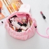 Portable Drawstring Cosmetic Bag Large Travel Makeup Bag. (pink)