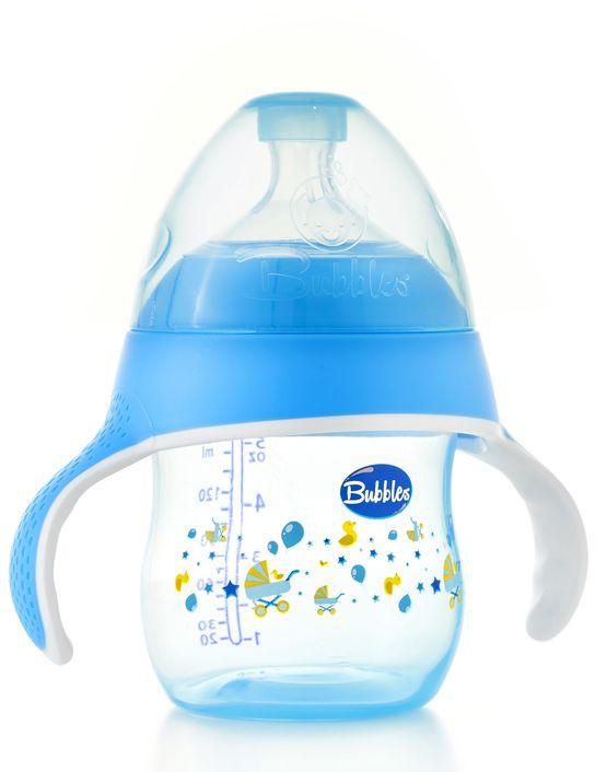 Bubbles Natural Feeding Bottle 150ml With Hand (Blue)
