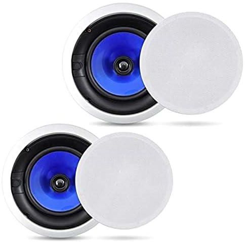 2-Way In-Wall In-Ceiling Speaker System - Dual 6.5 Inch 250W Pair of Hi-Fi Ceiling Wall Flush Mount Speakers w/ 1" Silk Dome Tweeter, Adjustable Treble Control -Home Theater Entertainment - Pyle PIC6E