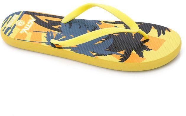 Activ Palms Patterned Yellow, Black & Navy Blue One Thong Flip Flop