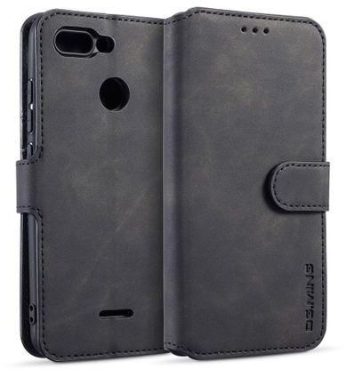 DG.MING Retro Oil Side Horizontal Flip Case For Xiaomi Redmi 6, With Holder & Card Slots & Wallet (Black)