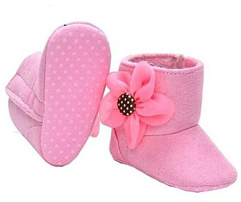 Neworldline Baby Flower Snow Boots Soft Crib Shoes Toddler Boots Pink 11- Pink