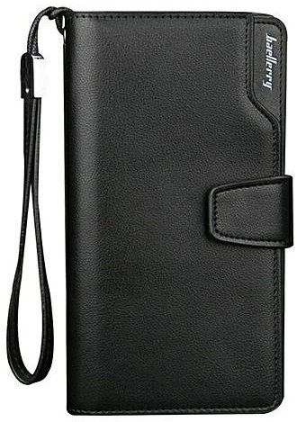 New Fashion Men Casual Long Design Leather Wallet - Black