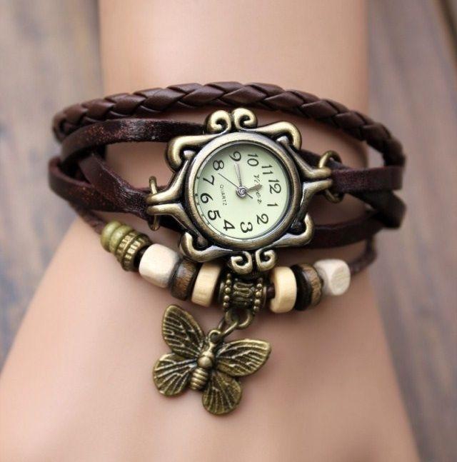 Brown Color Leather Watch for Girls And Ladies