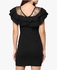 Black Embroidered Frill Bodycon Dress