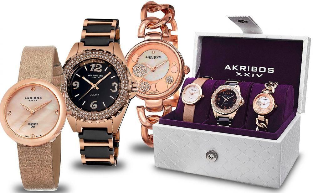 Akribos XXIV Women's 3 Watch Gift Set - AK766RG