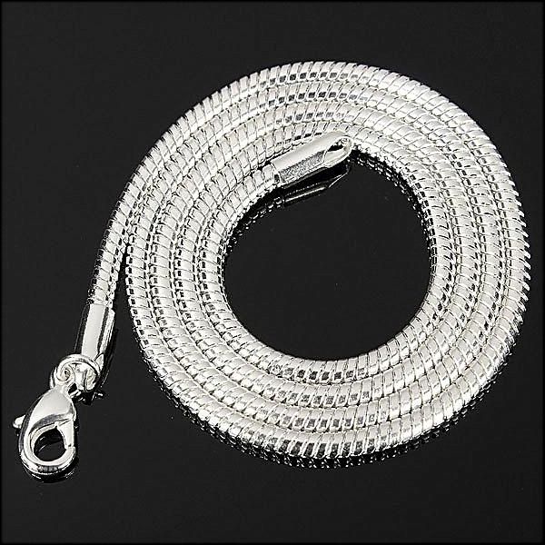 New Fashion 925Sterling Solid Silver 3MM Snake Chain Necklace N302 For Xmas Gift