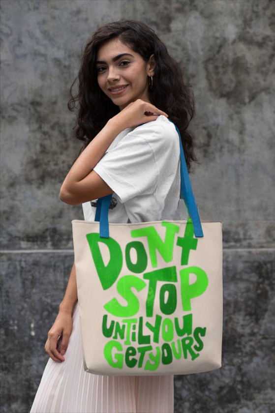 Canvas Shopping Tote Bag - Printed Words ( DO NOT STOP)
