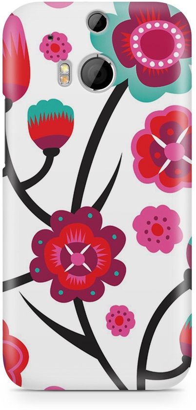 Red Straight Painted Flower Christmas Red Winter Phone Case Cover for HTC M8
