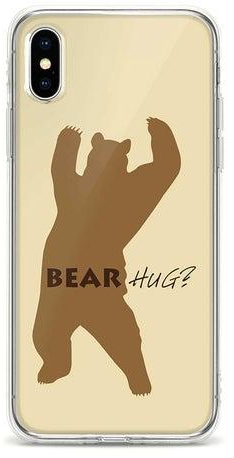 غطاء حماية مرن لهاتف أبل آيفون Xs / X مطبوع بالكامل بعبارة "Bear Hug"