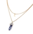 Duoya Women Multilayer Irregular Crystal Opals Pendant Necklace Choker Chain-Dark Blue