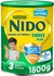 Nido Three Plus Growing Up Milk Powder For Toddlers 3+ Years 1800G