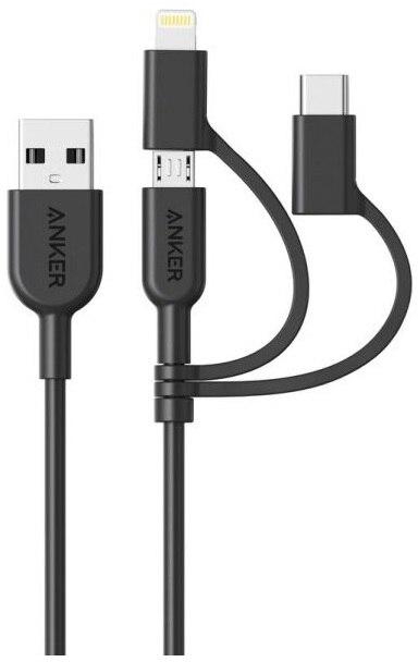 Anker PowerLine II 3-in-1 Cable Lightning/Type C/Micro USB Cable for iPhone, iPad, Huawei, HTC, LG, Samsung Galaxy, Sony